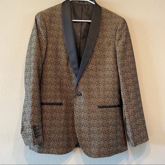 Jf J Ferrar Slim fit Gold print tuxedo jacket 40S - Picture 1 of 5